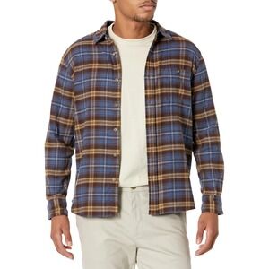 Pendleton Fremont Cotton Flannel Button Down Shirt Indigo Brown Gold Plaid M